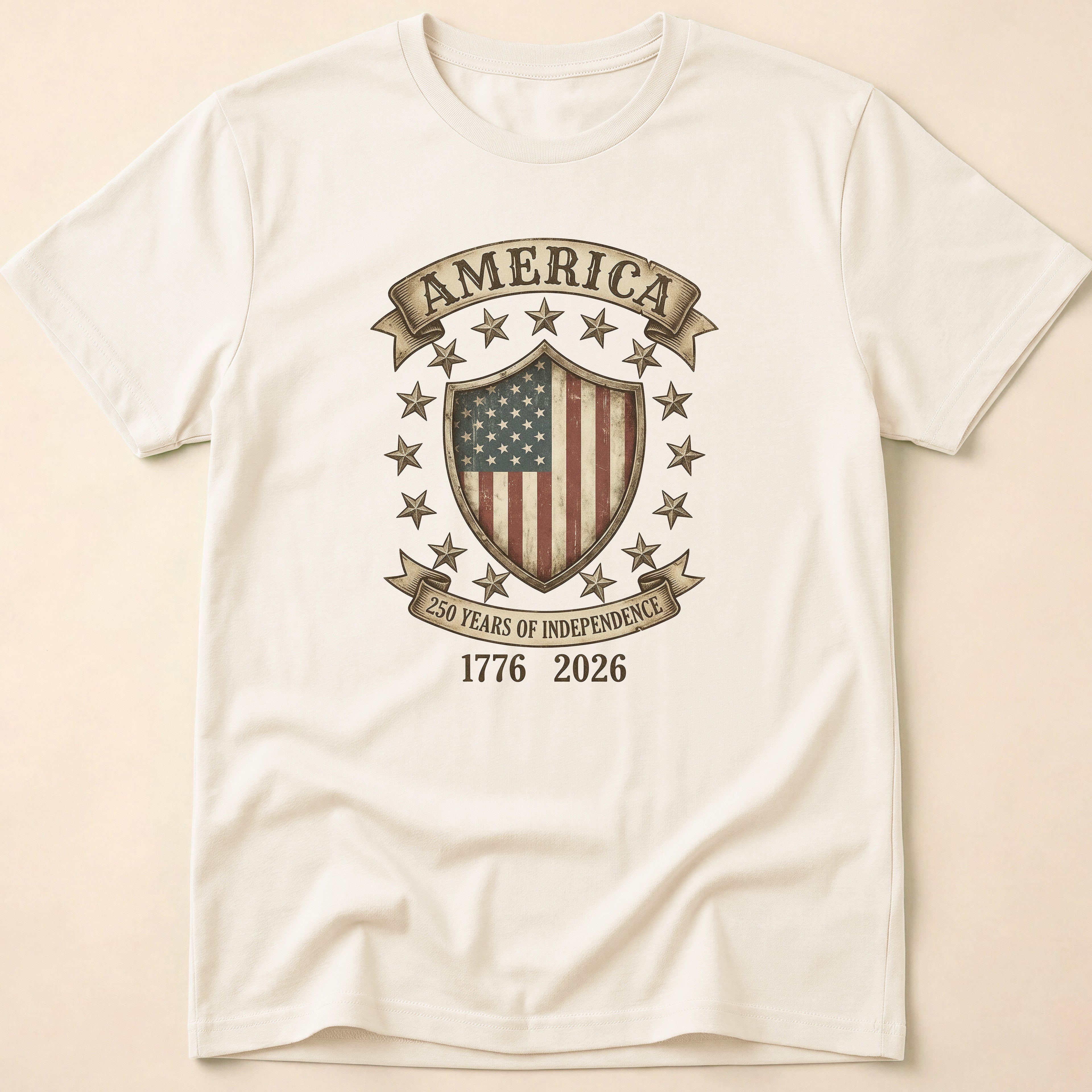 America 250 Years Independence Vintage Shield T-Shirt