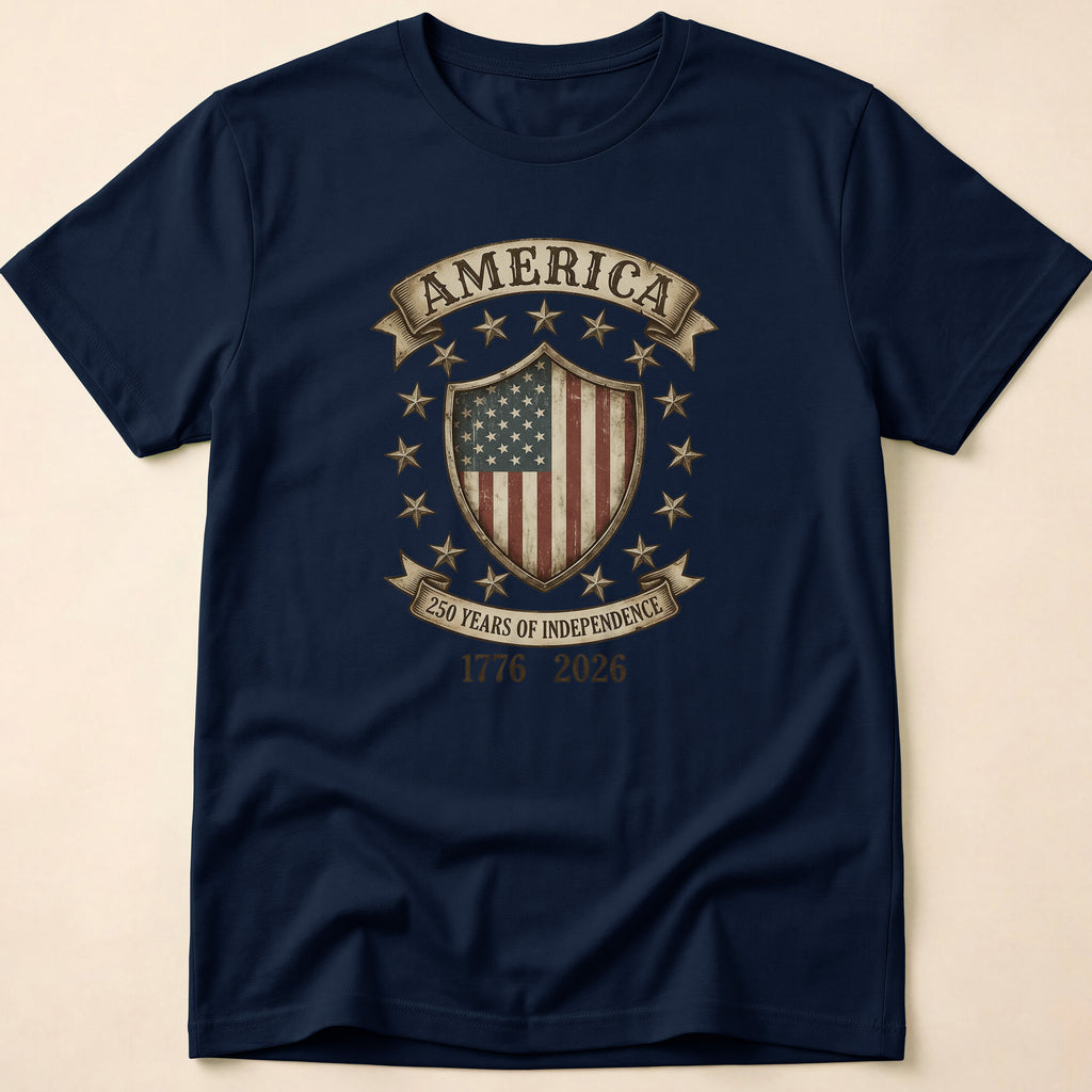 America 250 Years Independence Vintage Shield T-Shirt