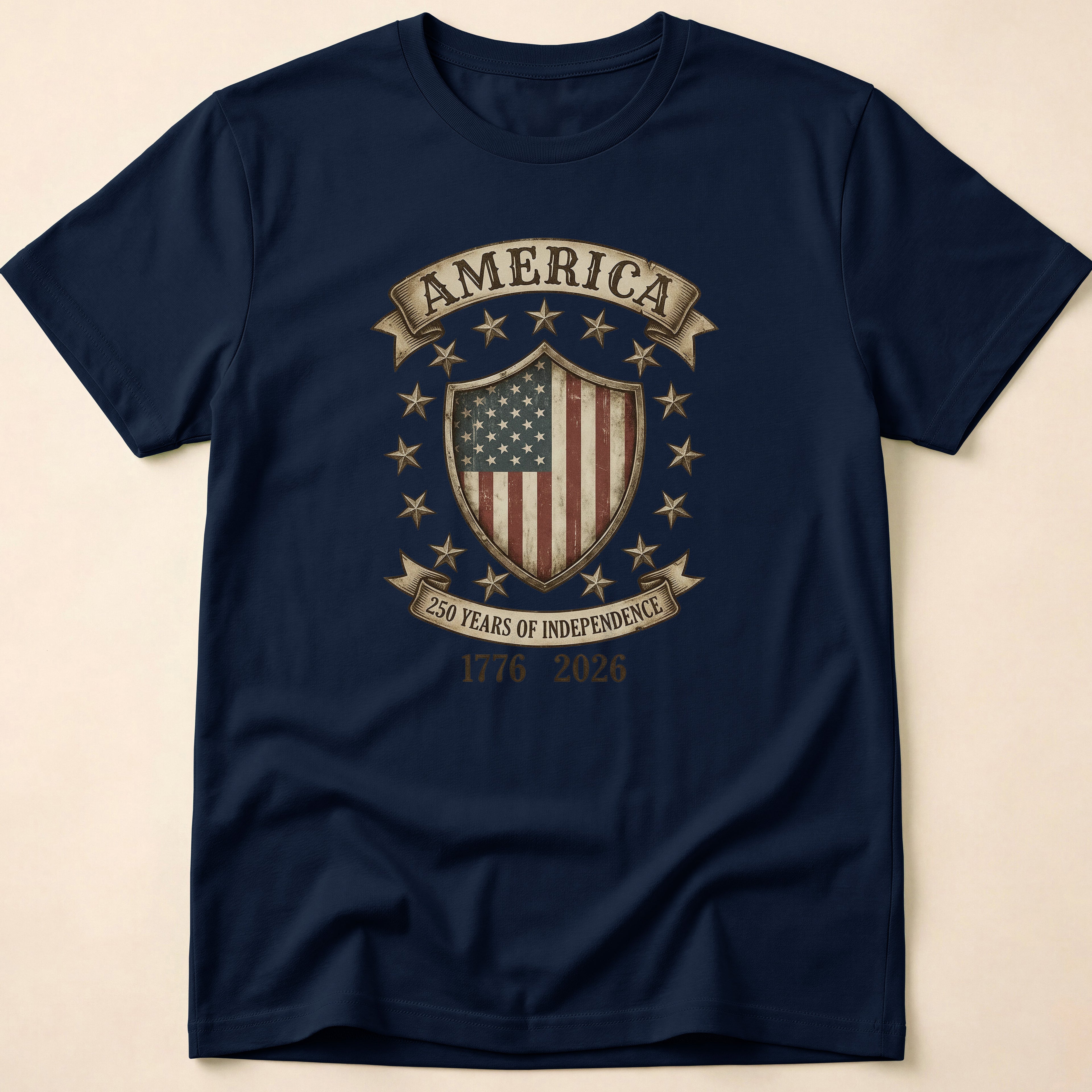 America 250 Years Independence Vintage Shield T-Shirt