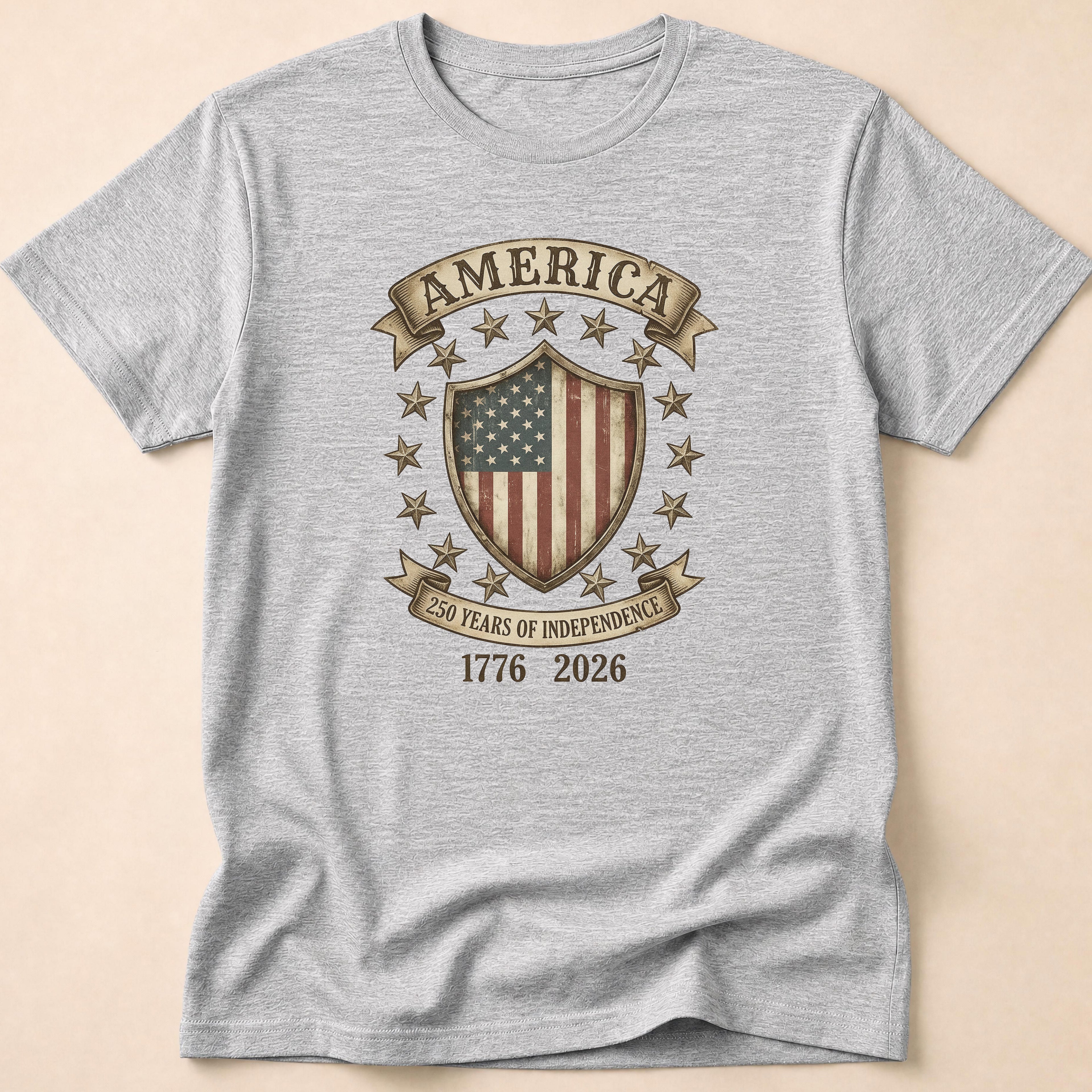 America 250 Years Independence Vintage Shield T-Shirt