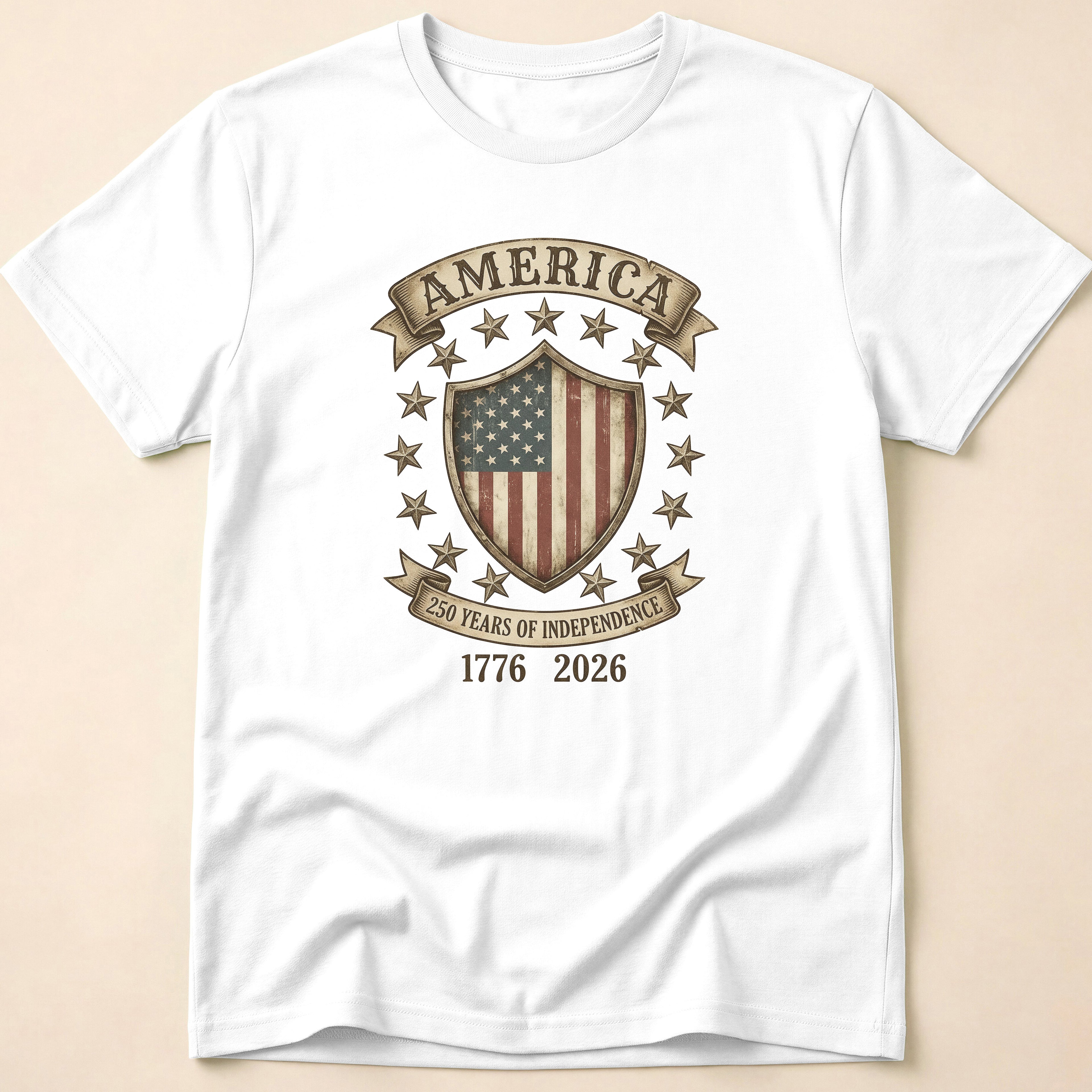 America 250 Years Independence Vintage Shield T-Shirt