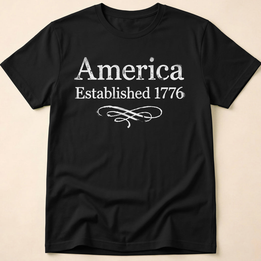 America Established 1776 Vintage Elegant Flourish T-Shirt