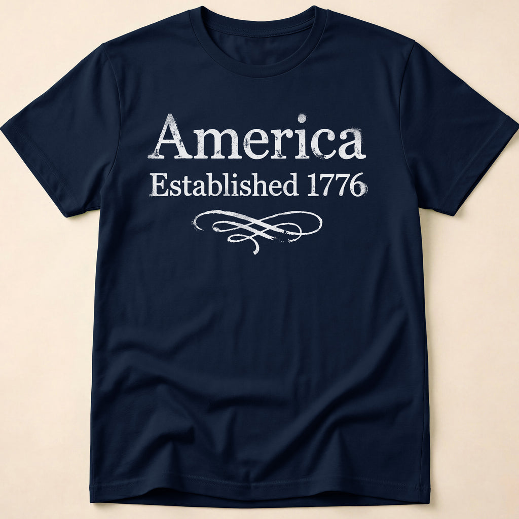 America Established 1776 Vintage Elegant Flourish T-Shirt