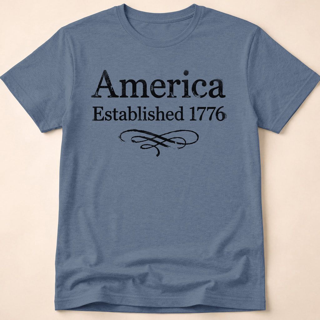 America Established 1776 Vintage Elegant Flourish T-Shirt
