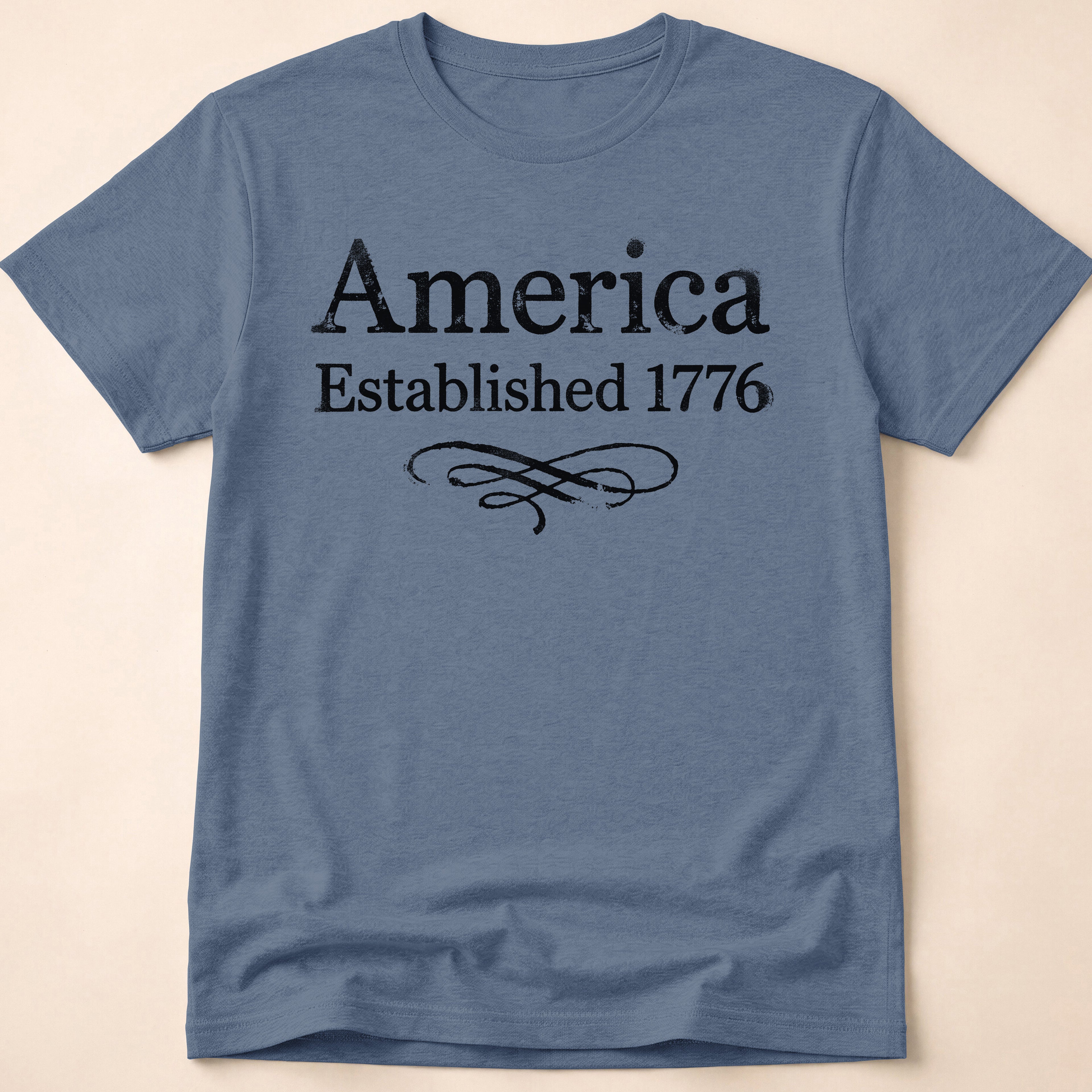 America Established 1776 Vintage Elegant Flourish T-Shirt