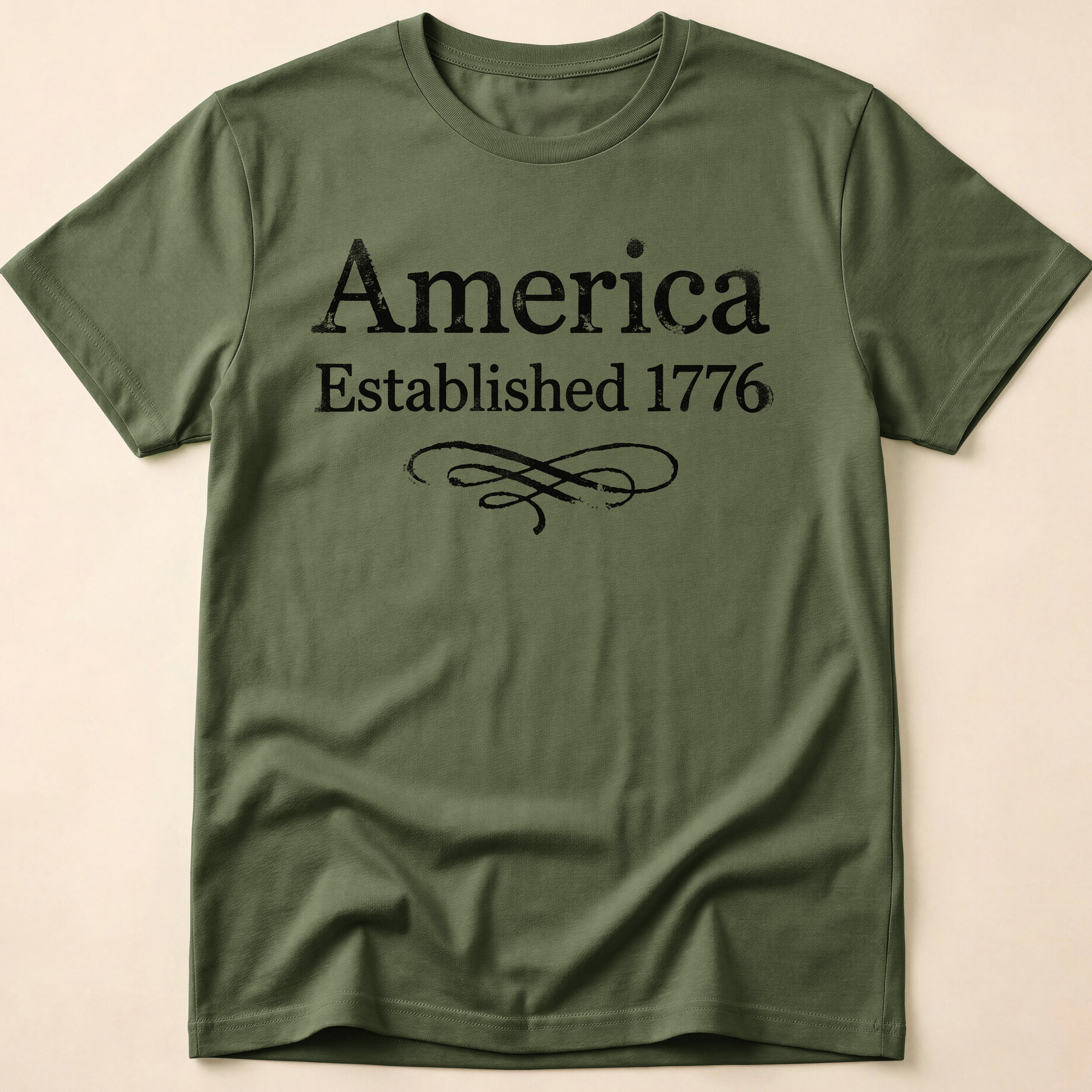 America Established 1776 Vintage Elegant Flourish T-Shirt