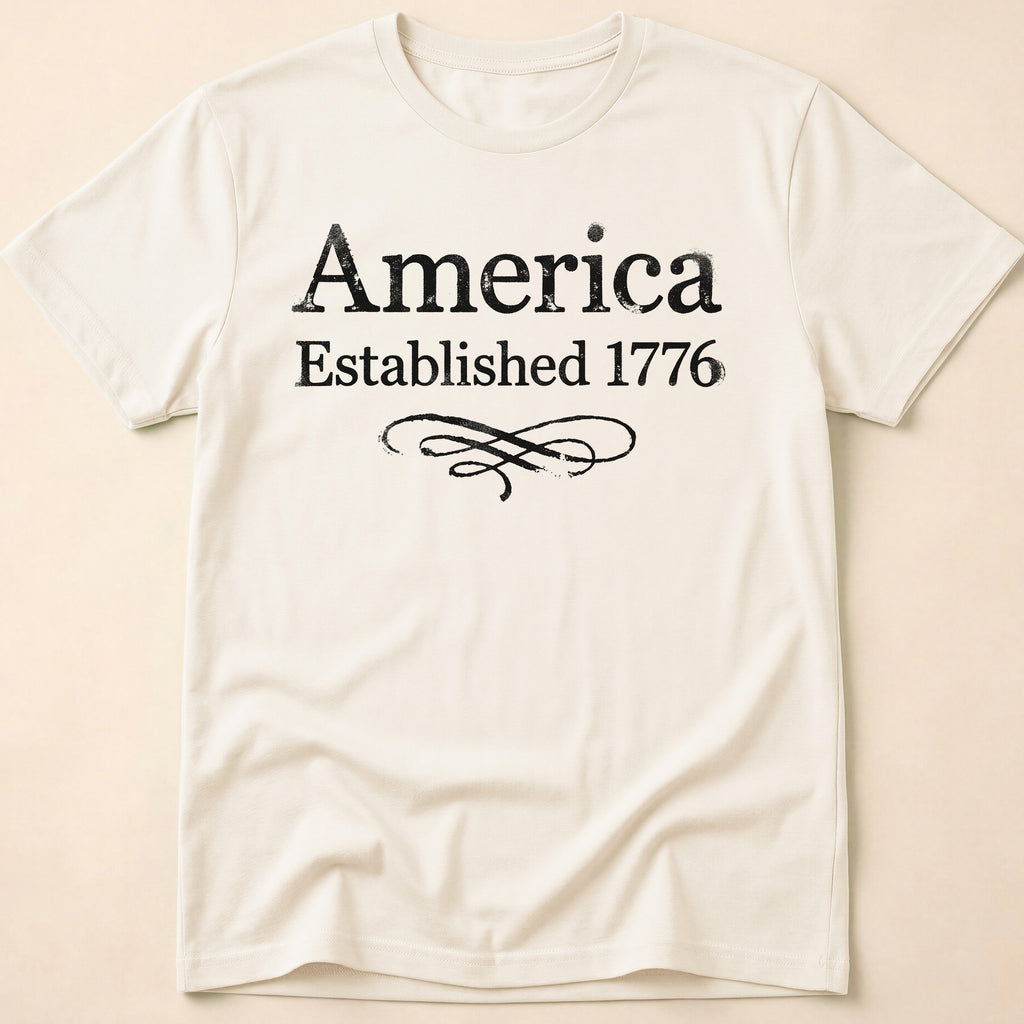 America Established 1776 Vintage Elegant Flourish T-Shirt