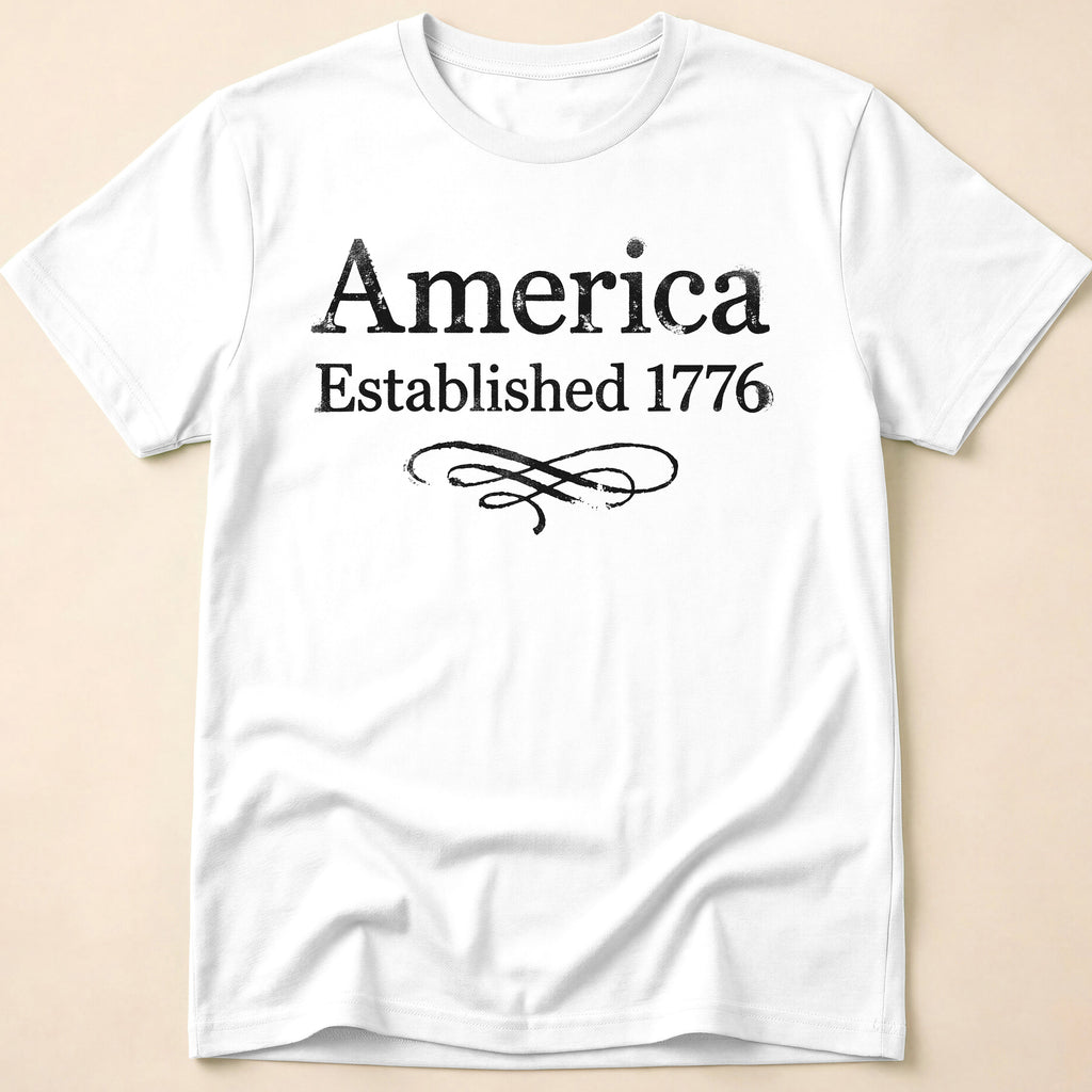 America Established 1776 Vintage Elegant Flourish T-Shirt