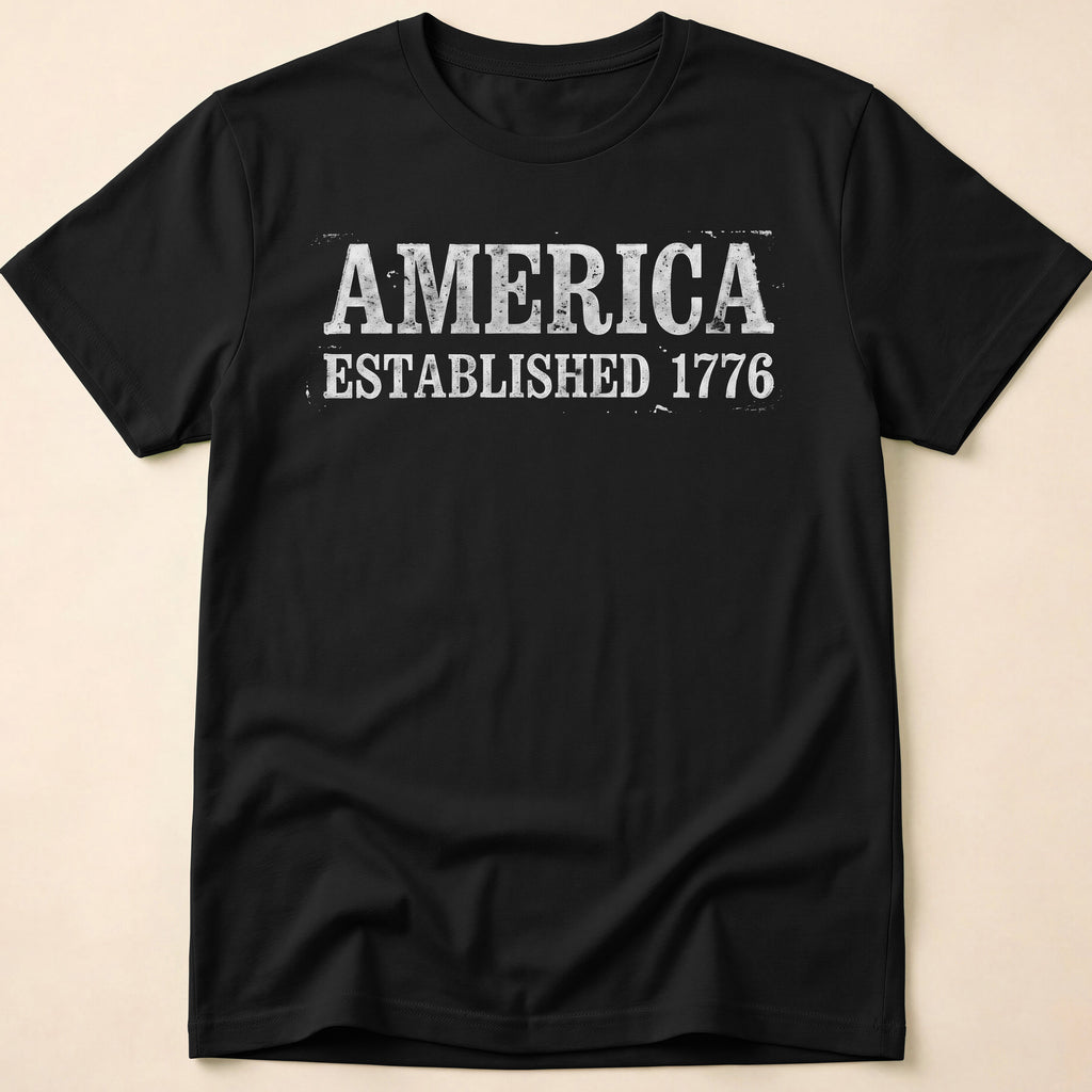 America Established 1776 Vintage Bold Distressed T-Shirt