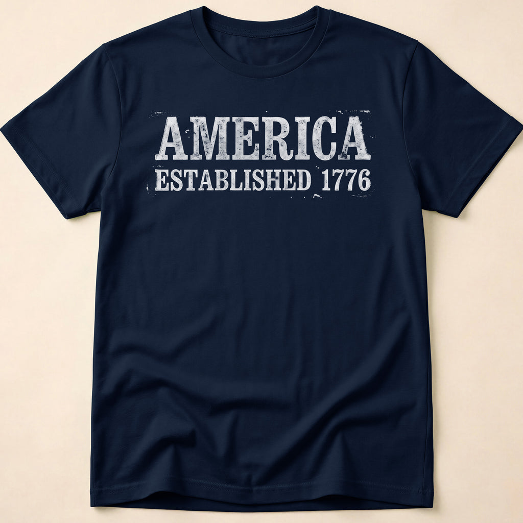 America Established 1776 Vintage Bold Distressed T-Shirt