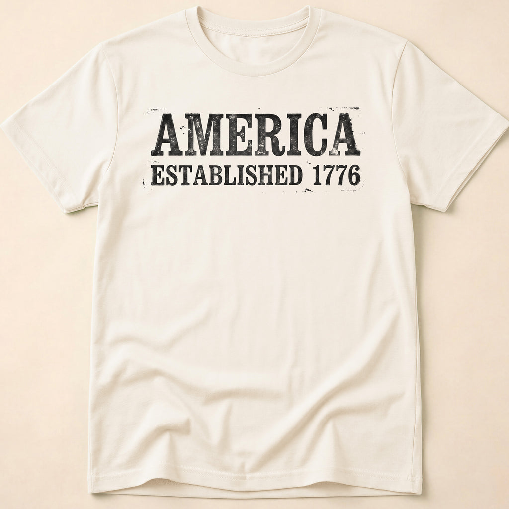 America Established 1776 Vintage Bold Distressed T-Shirt