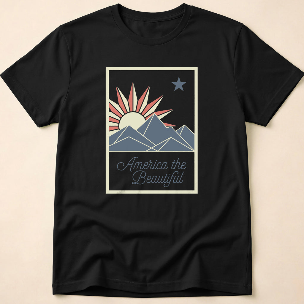 America The Beautiful Retro Mountain Sun T-Shirt