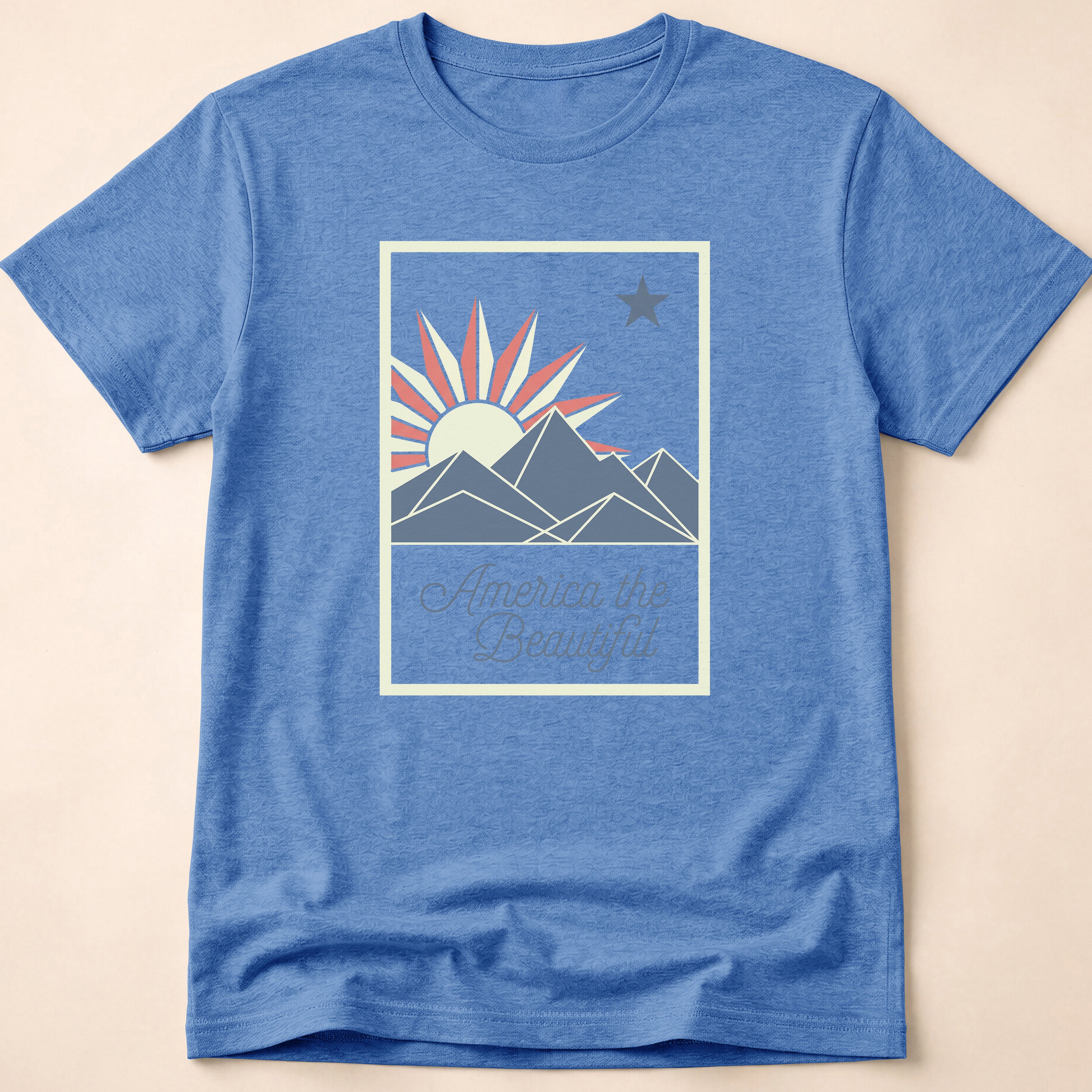 America The Beautiful Retro Mountain Sun T-Shirt