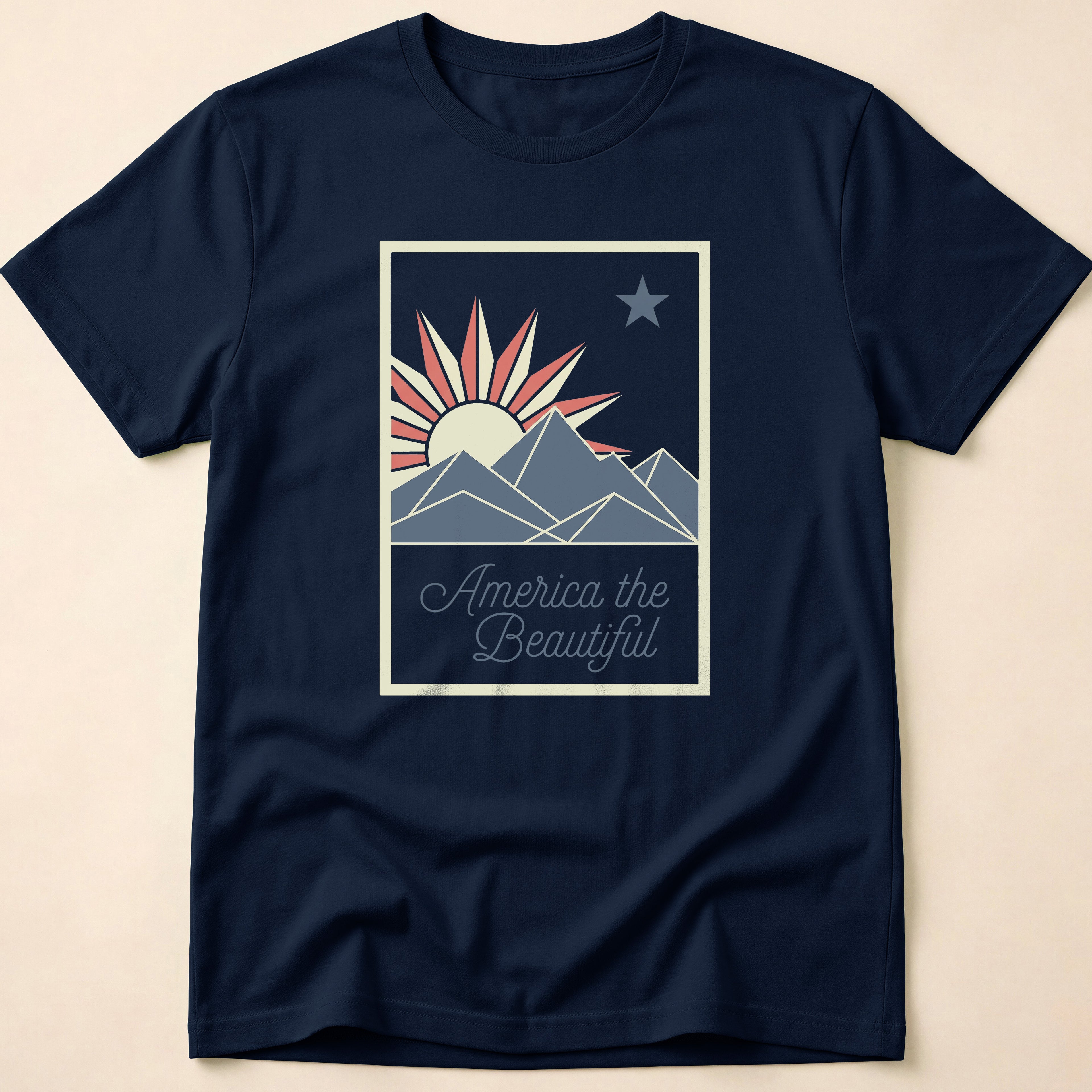 America The Beautiful Retro Mountain Sun T-Shirt