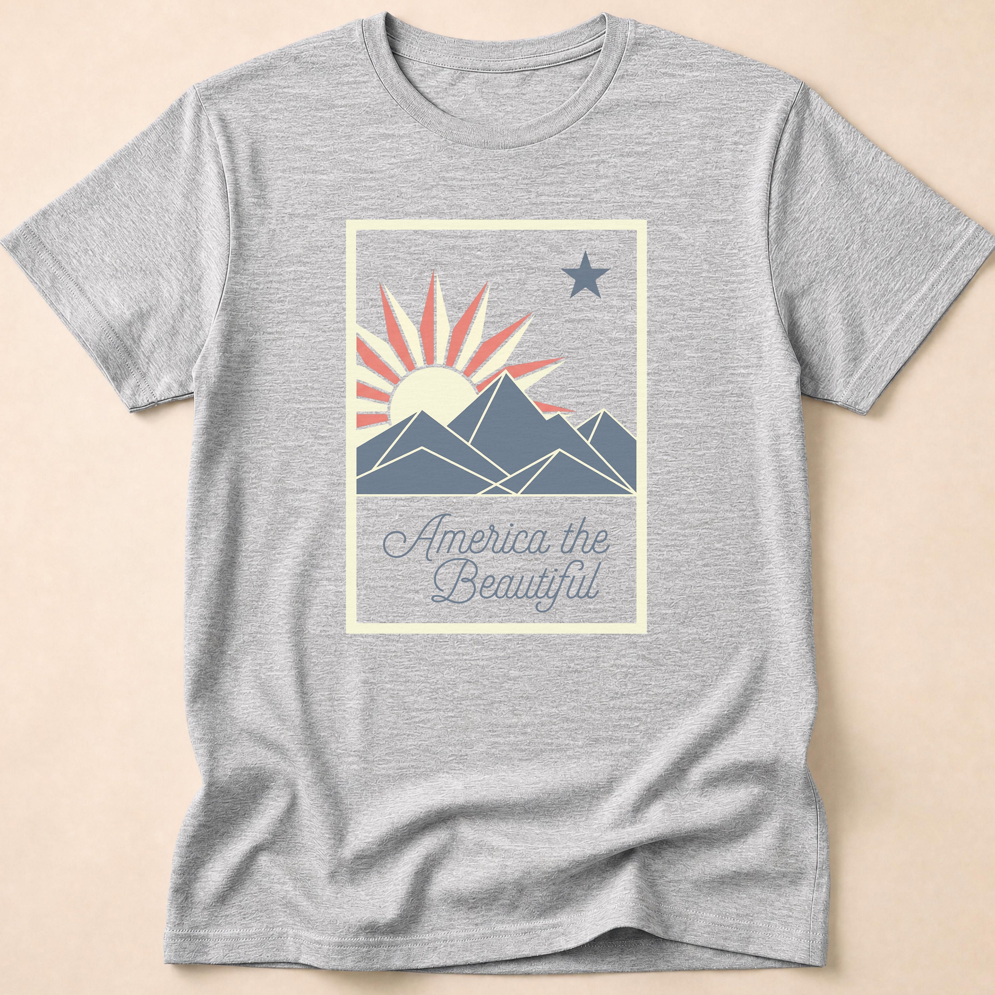 America The Beautiful Retro Mountain Sun T-Shirt