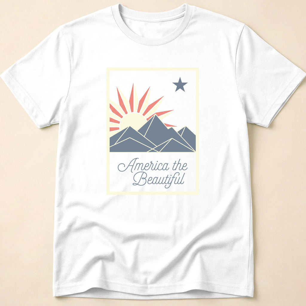 America The Beautiful Retro Mountain Sun T-Shirt