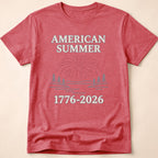 American Summer 1776-2026 Minimalist Lake Fireworks T-Shirt
