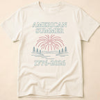 American Summer 1776-2026 Minimalist Lake Fireworks T-Shirt