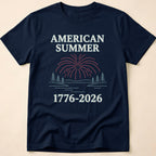 American Summer 1776-2026 Minimalist Lake Fireworks T-Shirt