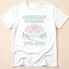 American Summer 1776-2026 Minimalist Lake Fireworks T-Shirt