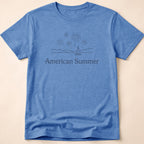 American Summer Minimalist Fireworks & Sailboat T-Shirt