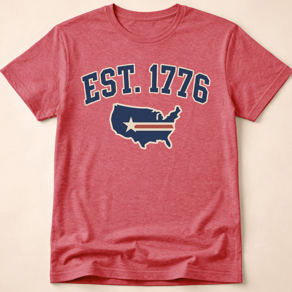 Est 1776 Retro USA Map Collegiate T-Shirt