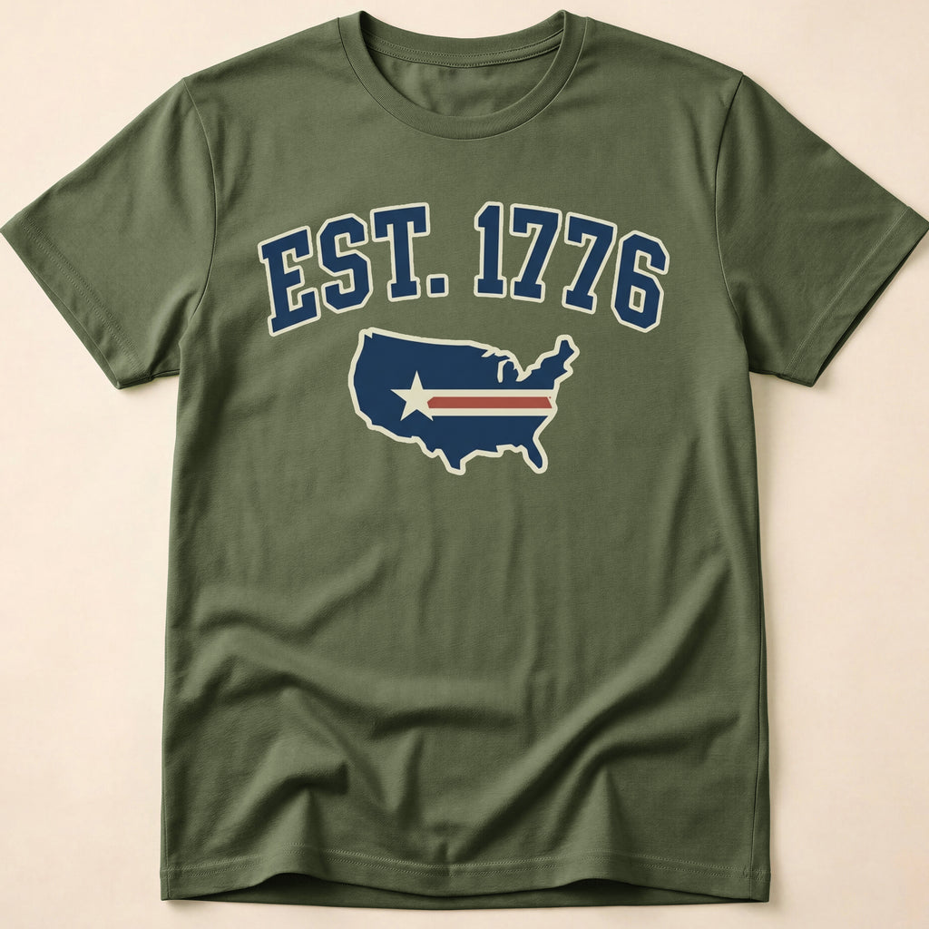 Est 1776 Retro USA Map Collegiate T-Shirt