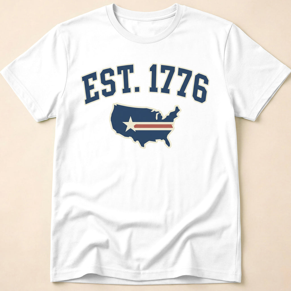 Est 1776 Retro USA Map Collegiate T-Shirt
