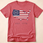 Est. 1776 USA Map 250th Anniversary Flag T-Shirt