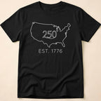 Minimalist USA Map Est. 1776 250th Anniversary T-Shirt