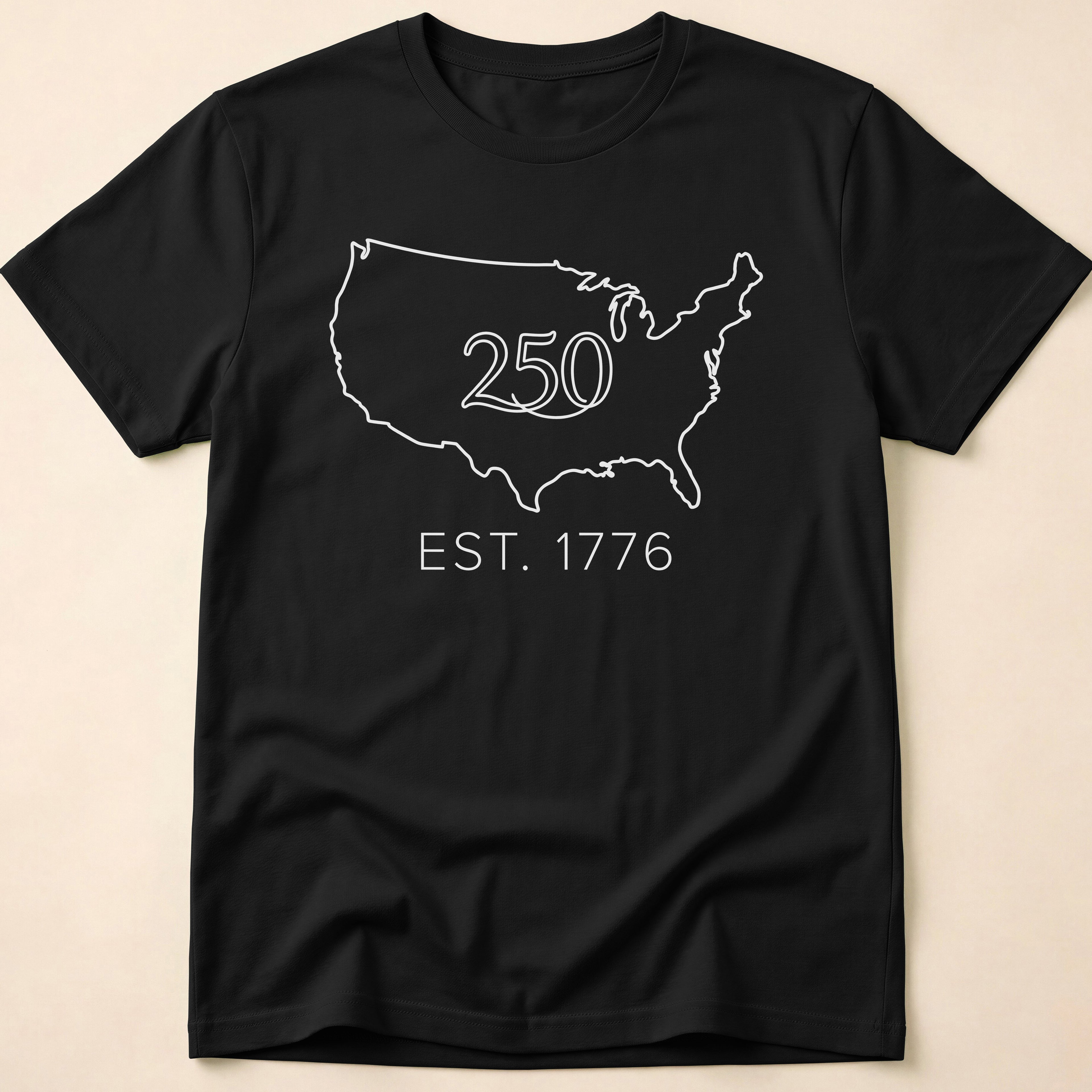 Minimalist USA Map Est. 1776 250th Anniversary T-Shirt