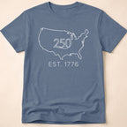 Minimalist USA Map Est. 1776 250th Anniversary T-Shirt