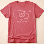 Minimalist USA Map Est. 1776 250th Anniversary T-Shirt