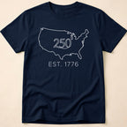 Minimalist USA Map Est. 1776 250th Anniversary T-Shirt