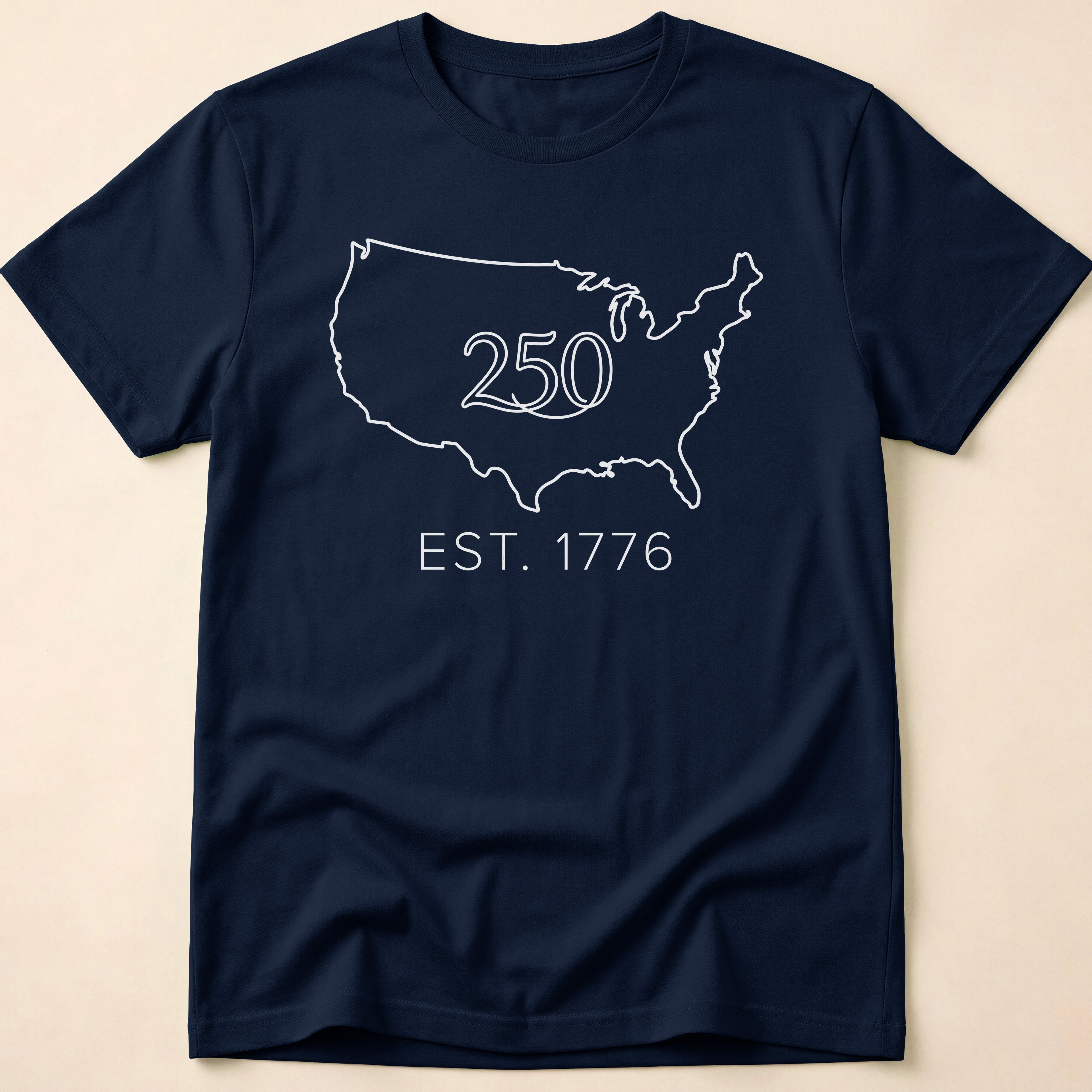 Minimalist USA Map Est. 1776 250th Anniversary T-Shirt