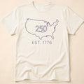 Minimalist USA Map Est. 1776 250th Anniversary T-Shirt