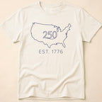 Minimalist USA Map Est. 1776 250th Anniversary T-Shirt