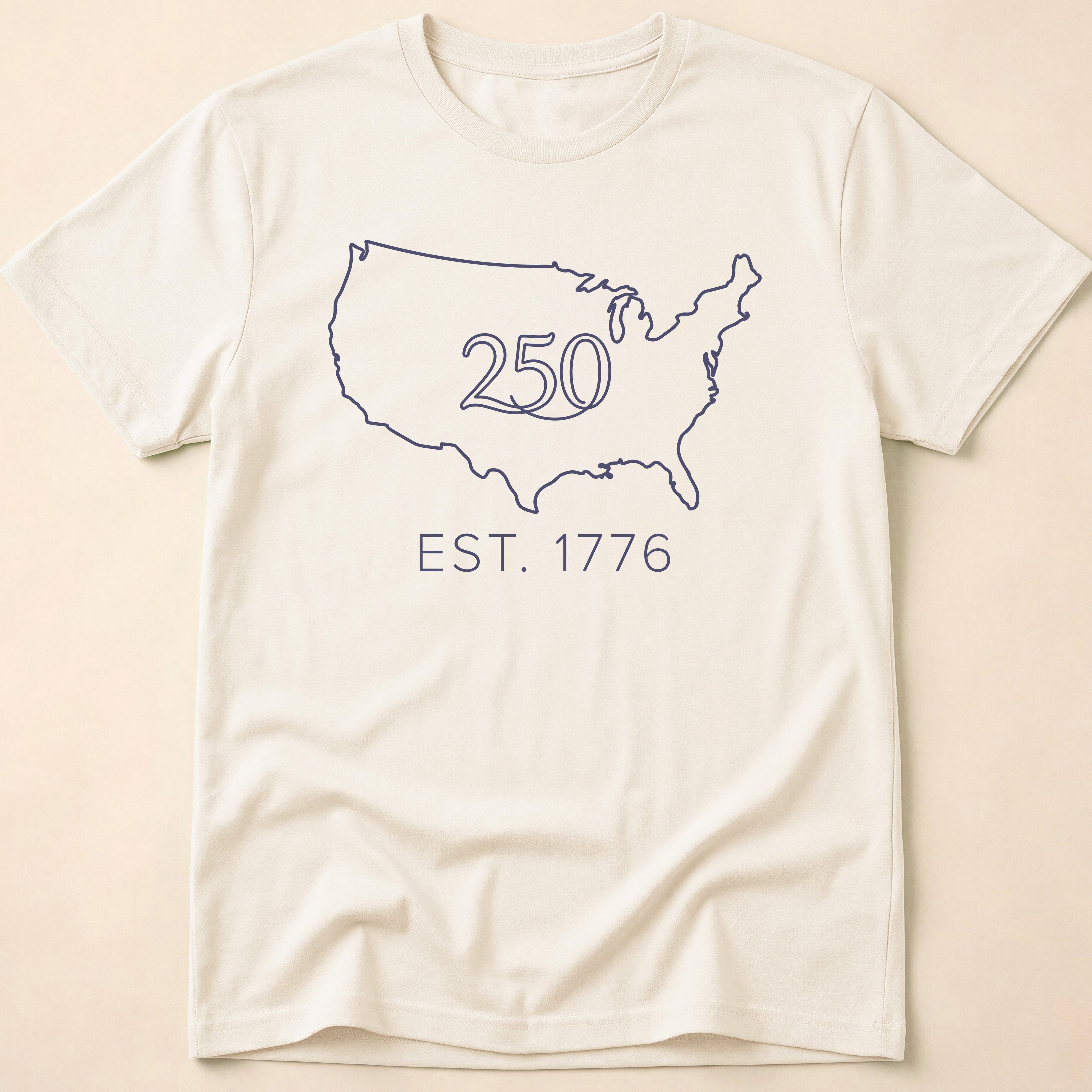Minimalist USA Map Est. 1776 250th Anniversary T-Shirt