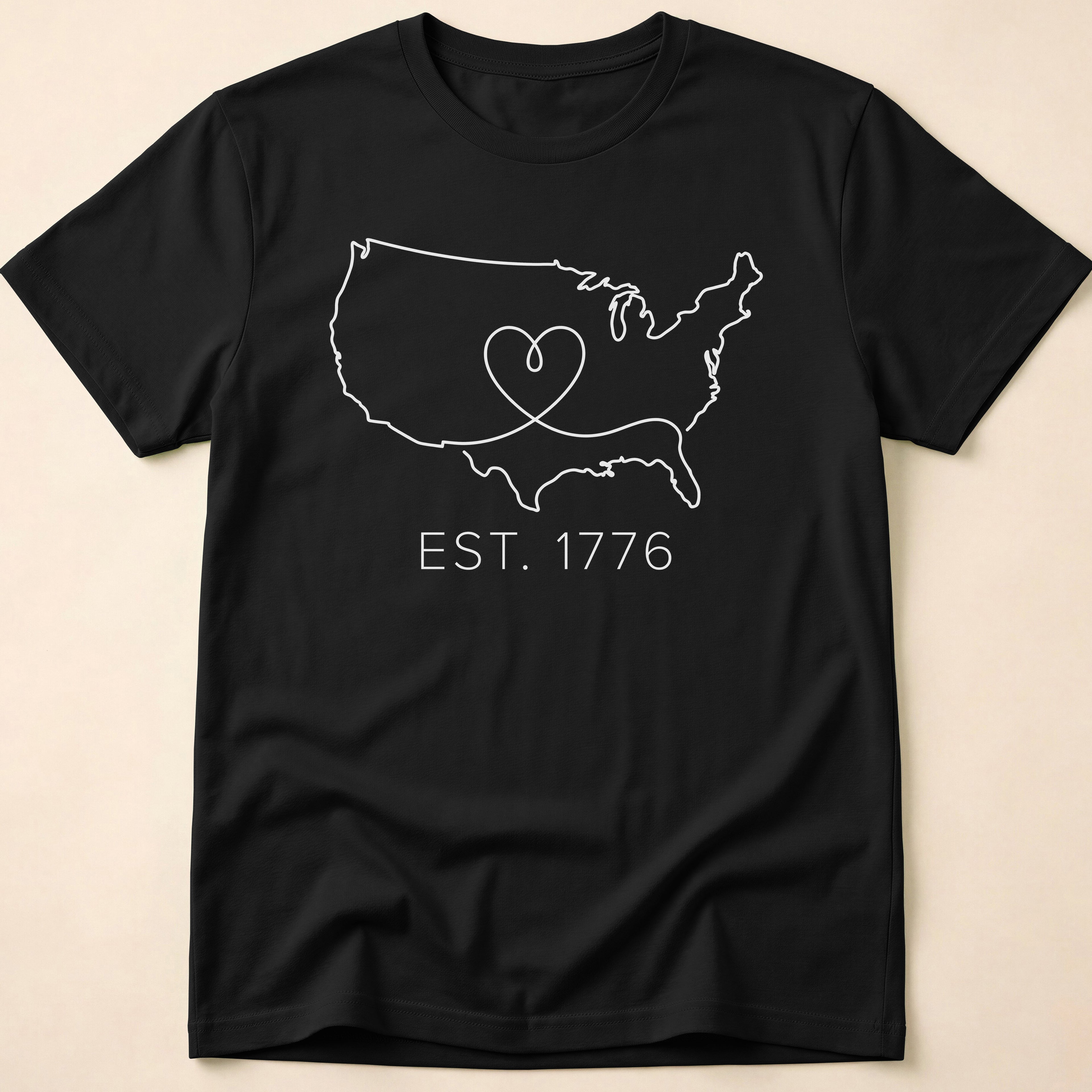 Minimalist USA Heart Map Est. 1776 T-Shirt