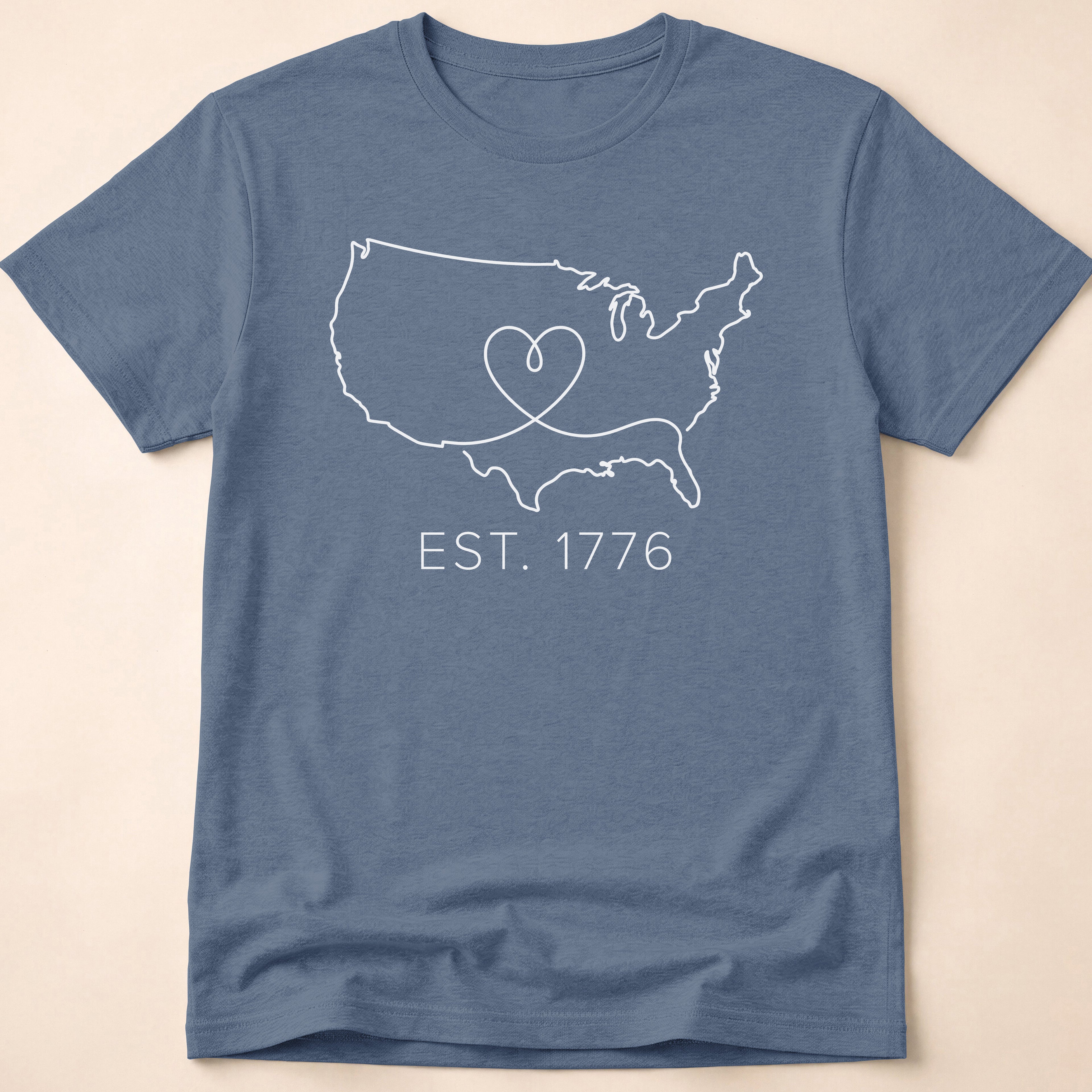 Minimalist USA Heart Map Est. 1776 T-Shirt