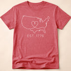 Minimalist USA Heart Map Est. 1776 T-Shirt