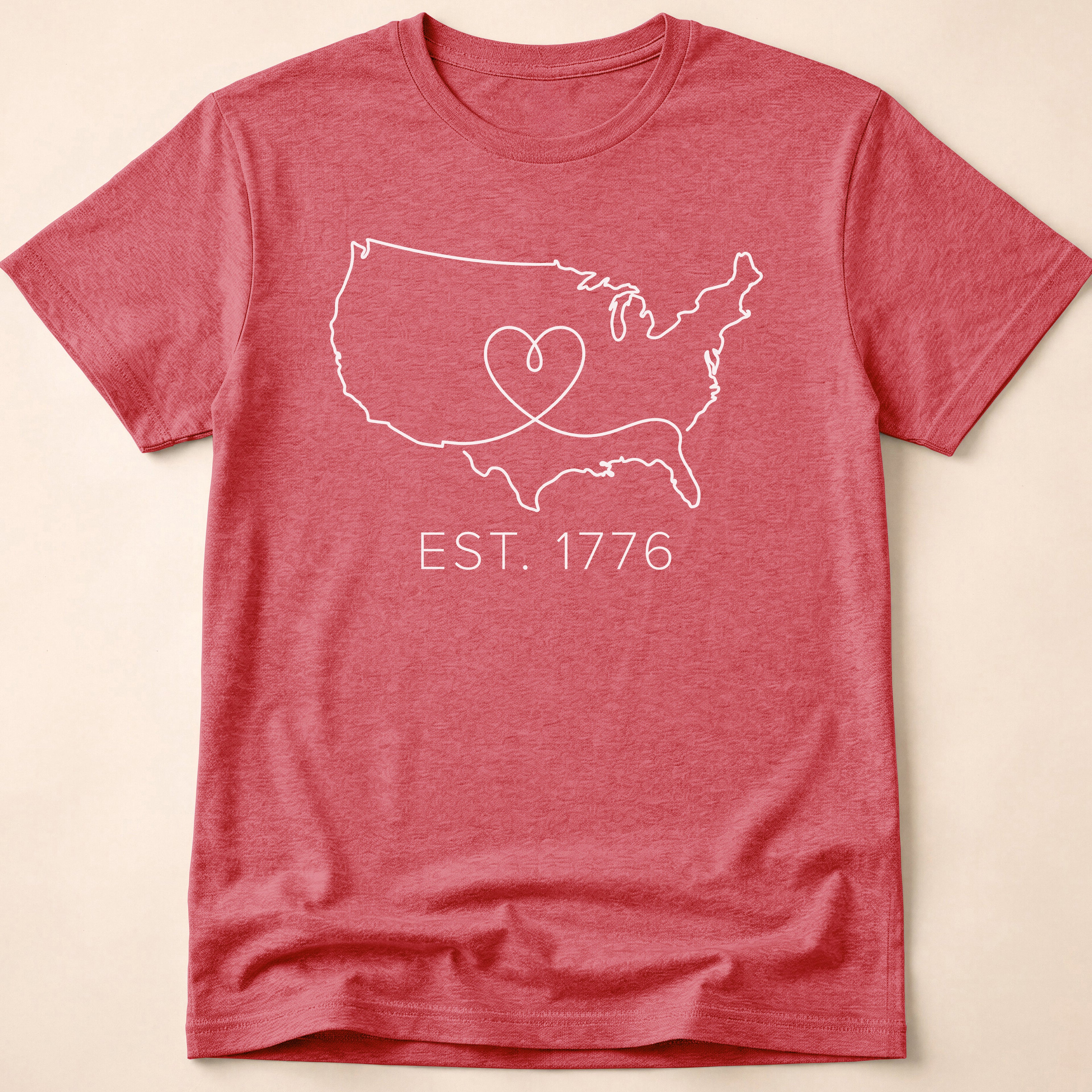 Minimalist USA Heart Map Est. 1776 T-Shirt