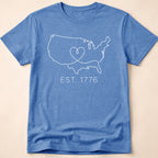 Minimalist USA Heart Map Est. 1776 T-Shirt