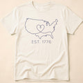 Minimalist USA Heart Map Est. 1776 T-Shirt