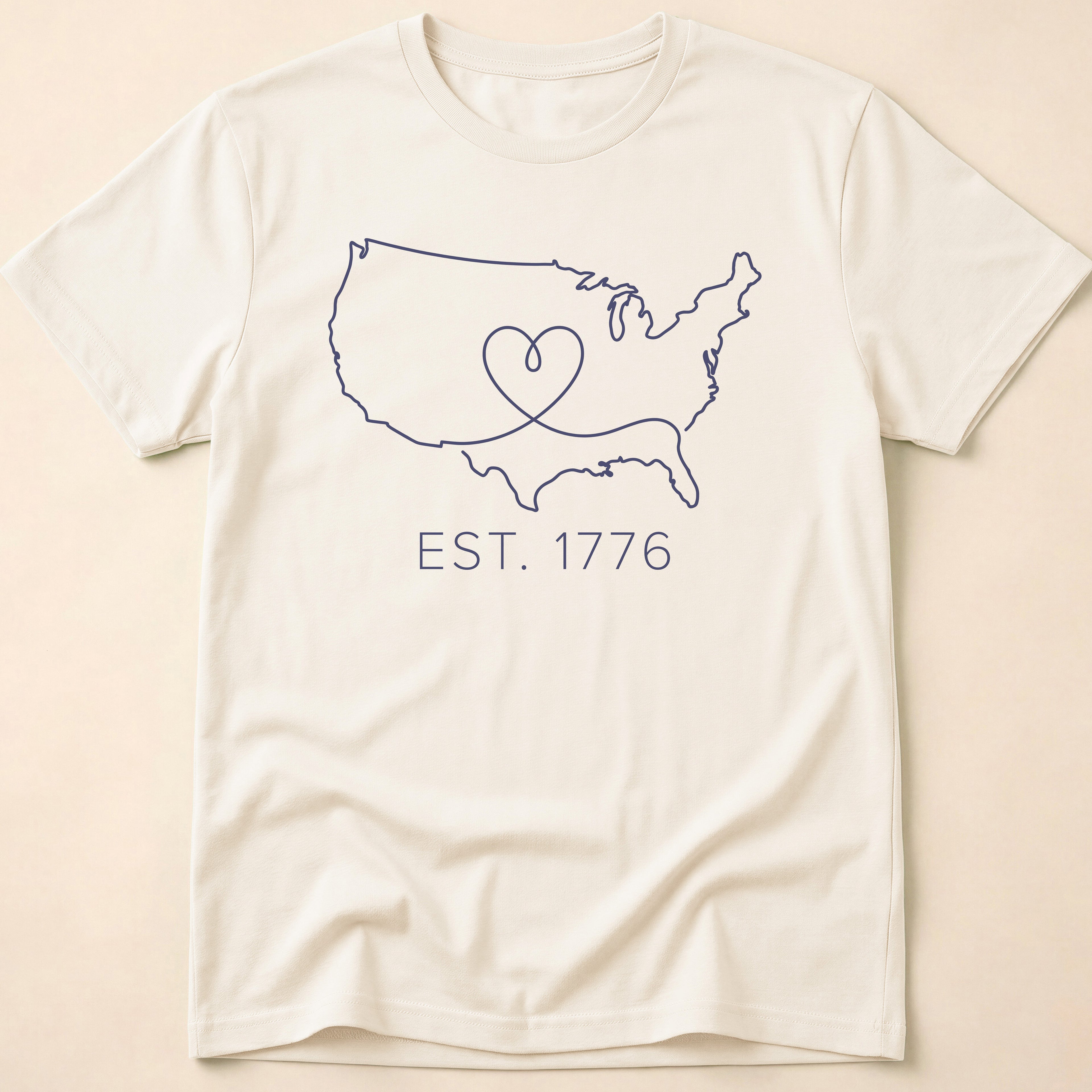Minimalist USA Heart Map Est. 1776 T-Shirt