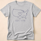 Minimalist USA Heart Map Est. 1776 T-Shirt