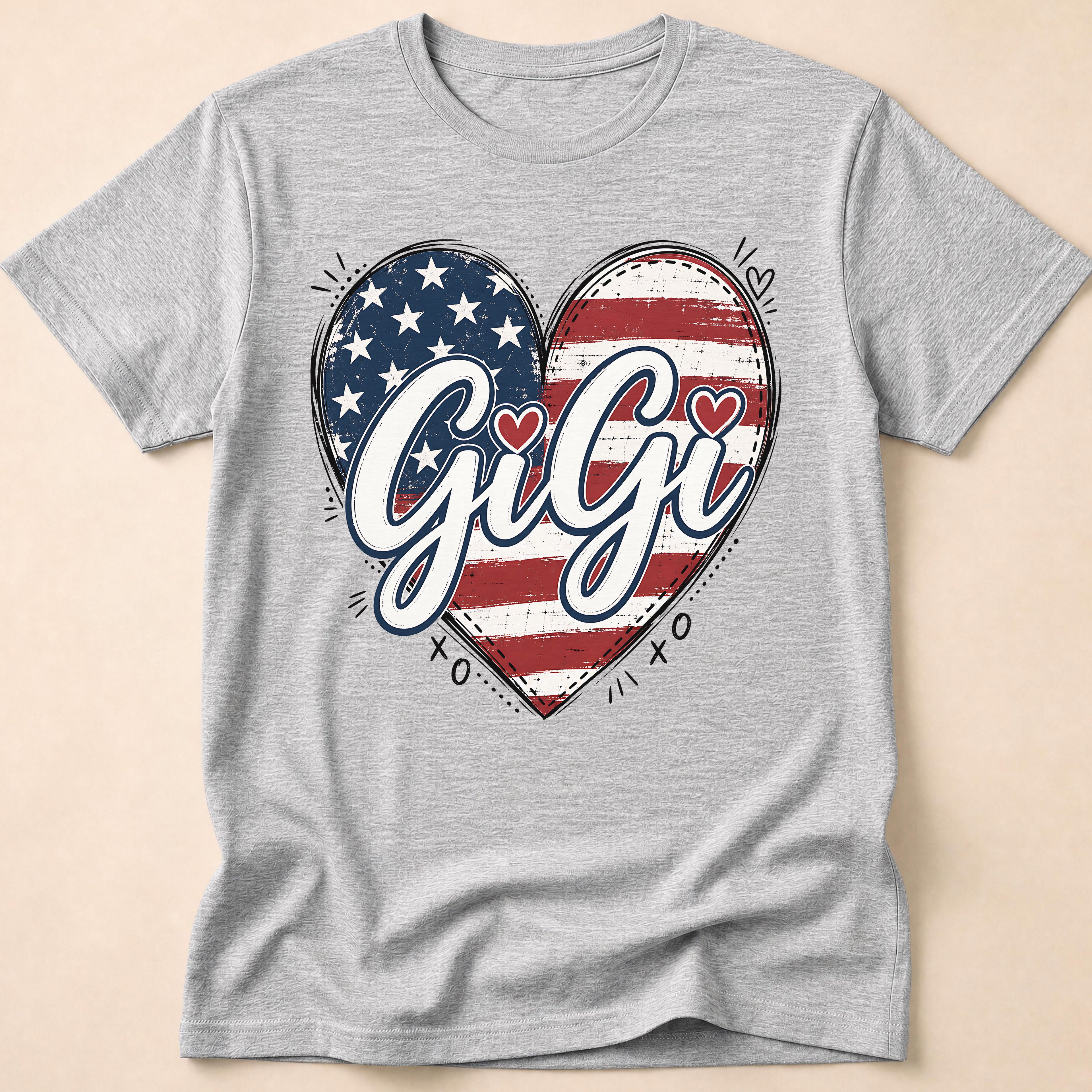 Gigi Distressed American Flag Heart T-Shirt