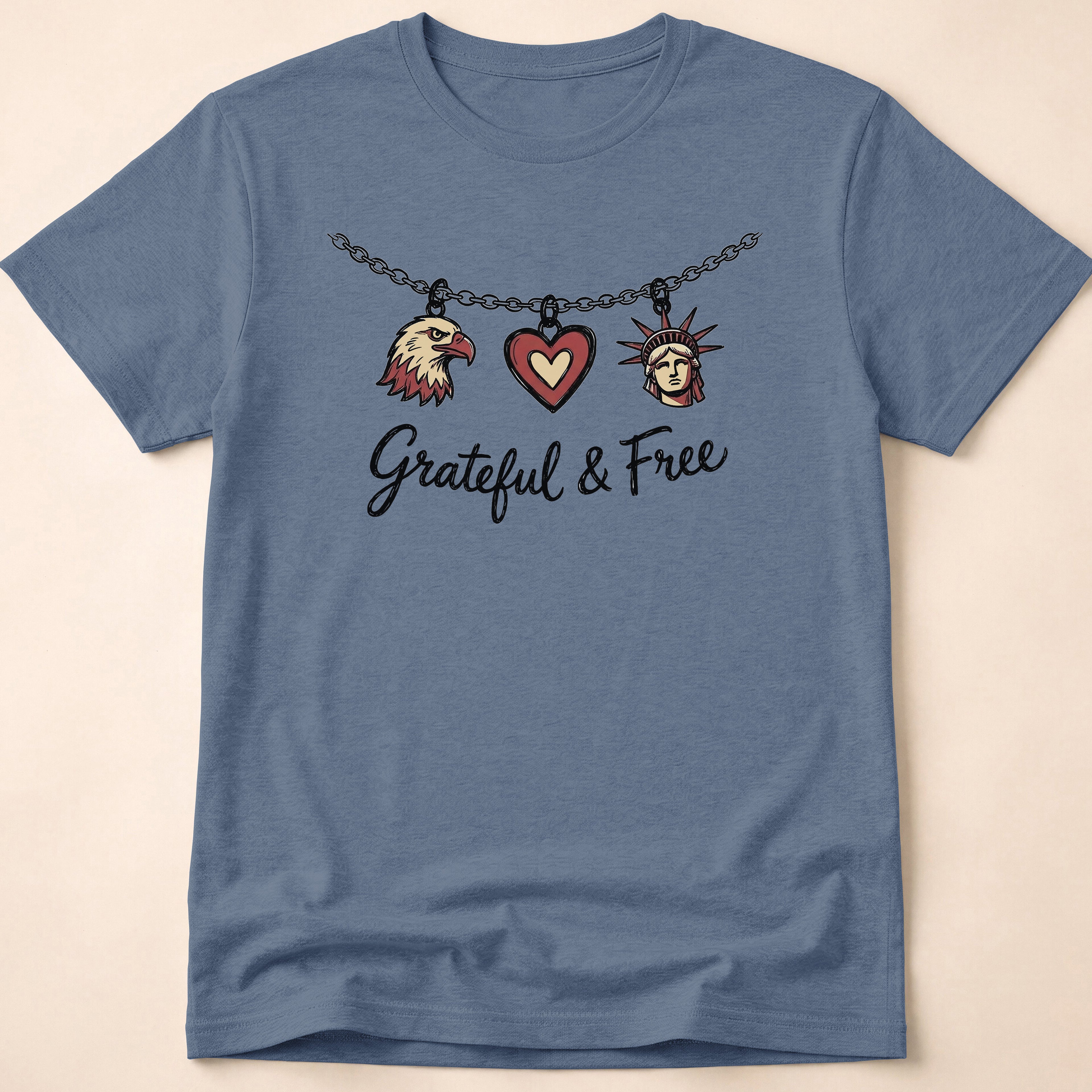 Grateful & Free Patriotic Charm Necklace T-Shirt