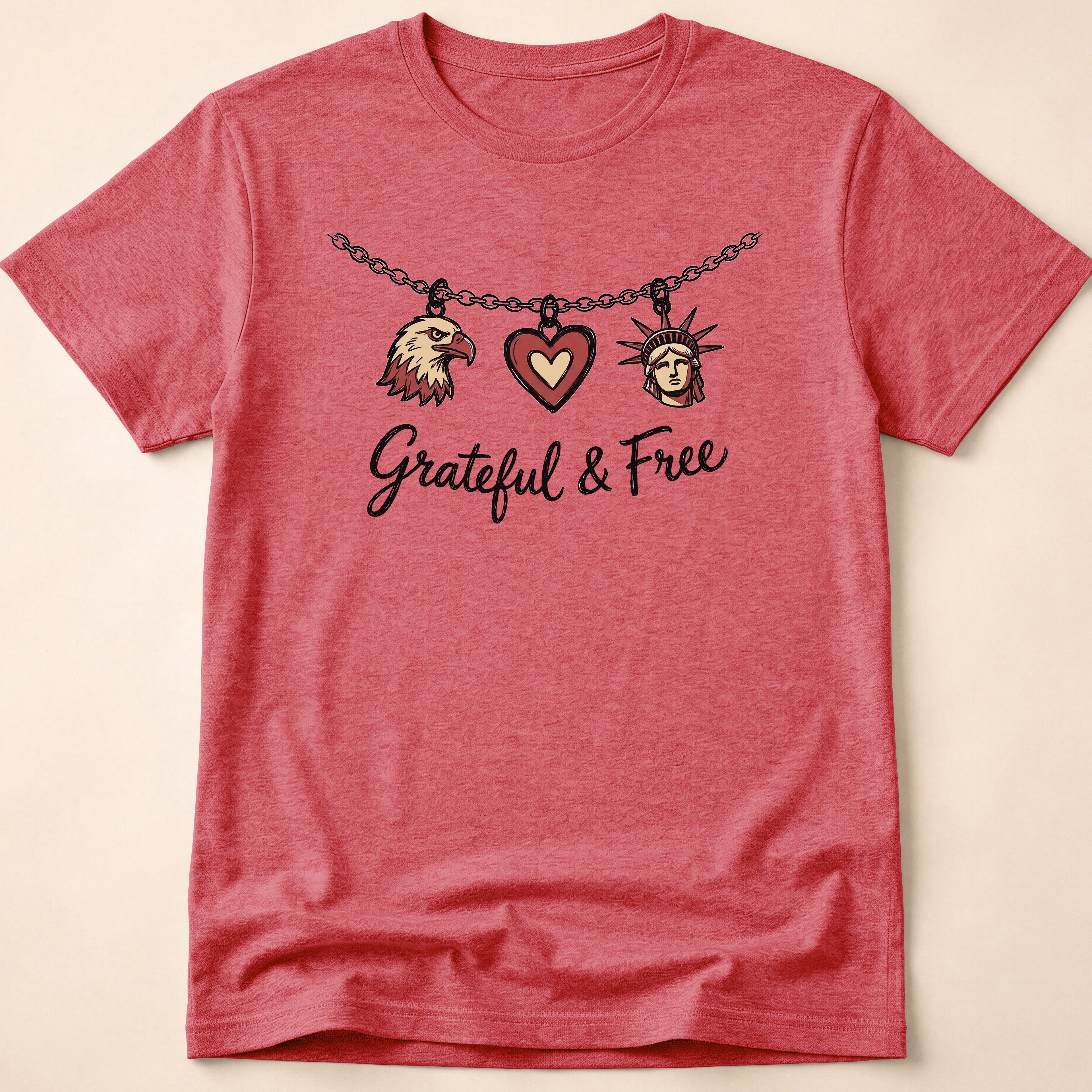 Grateful & Free Patriotic Charm Necklace T-Shirt