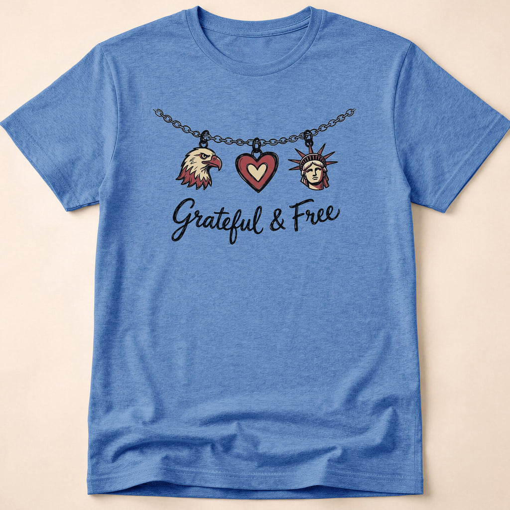 Grateful & Free Patriotic Charm Necklace T-Shirt